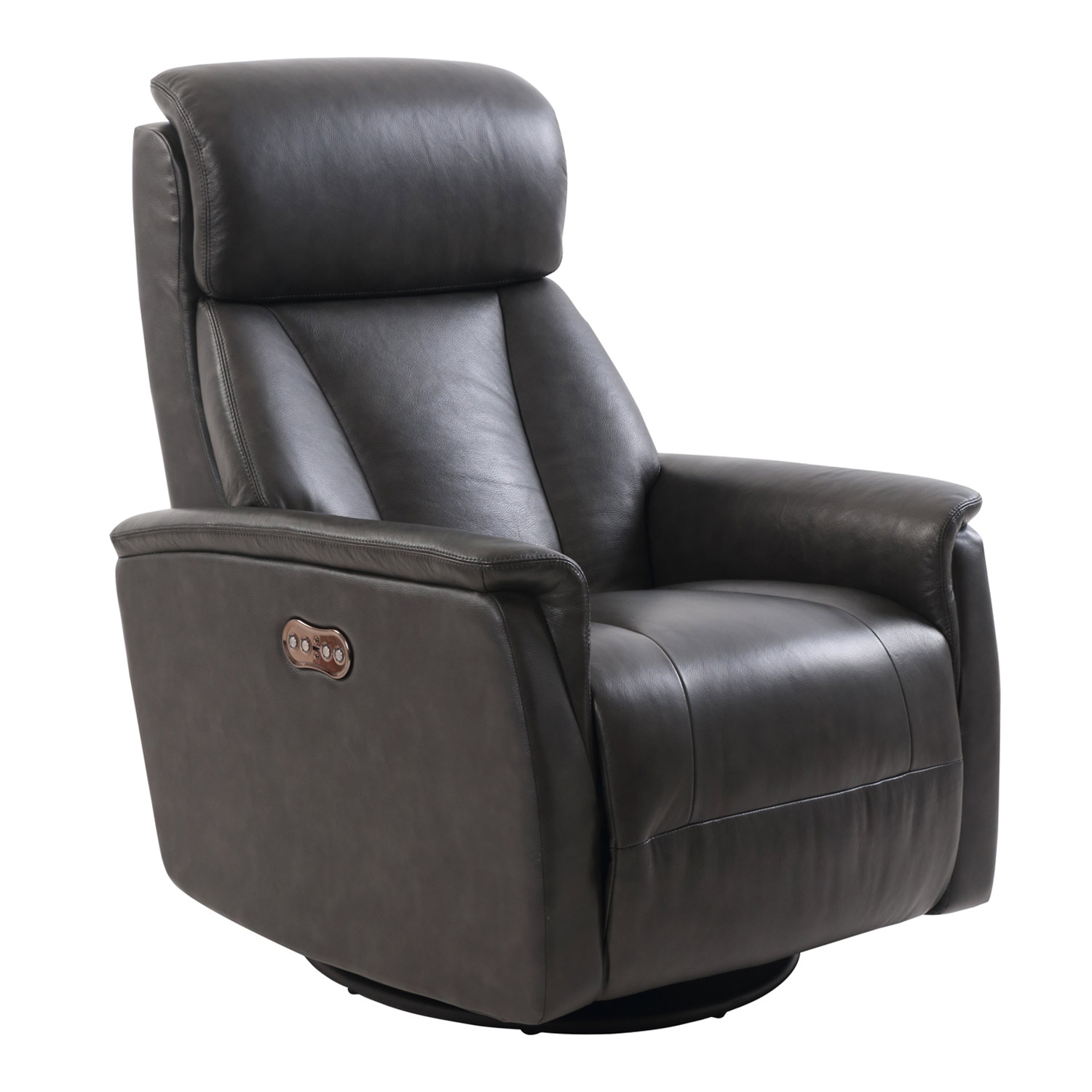 Barcalounger Powell Swivel Glider Recliner Chair with Power Head Rest - Chelsea Graphite/Leather Match