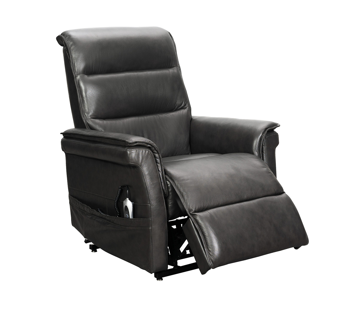 Barcalounger Luka Lift Chair Recliner with Power Head Rest - Venzia Grey/Leather Match