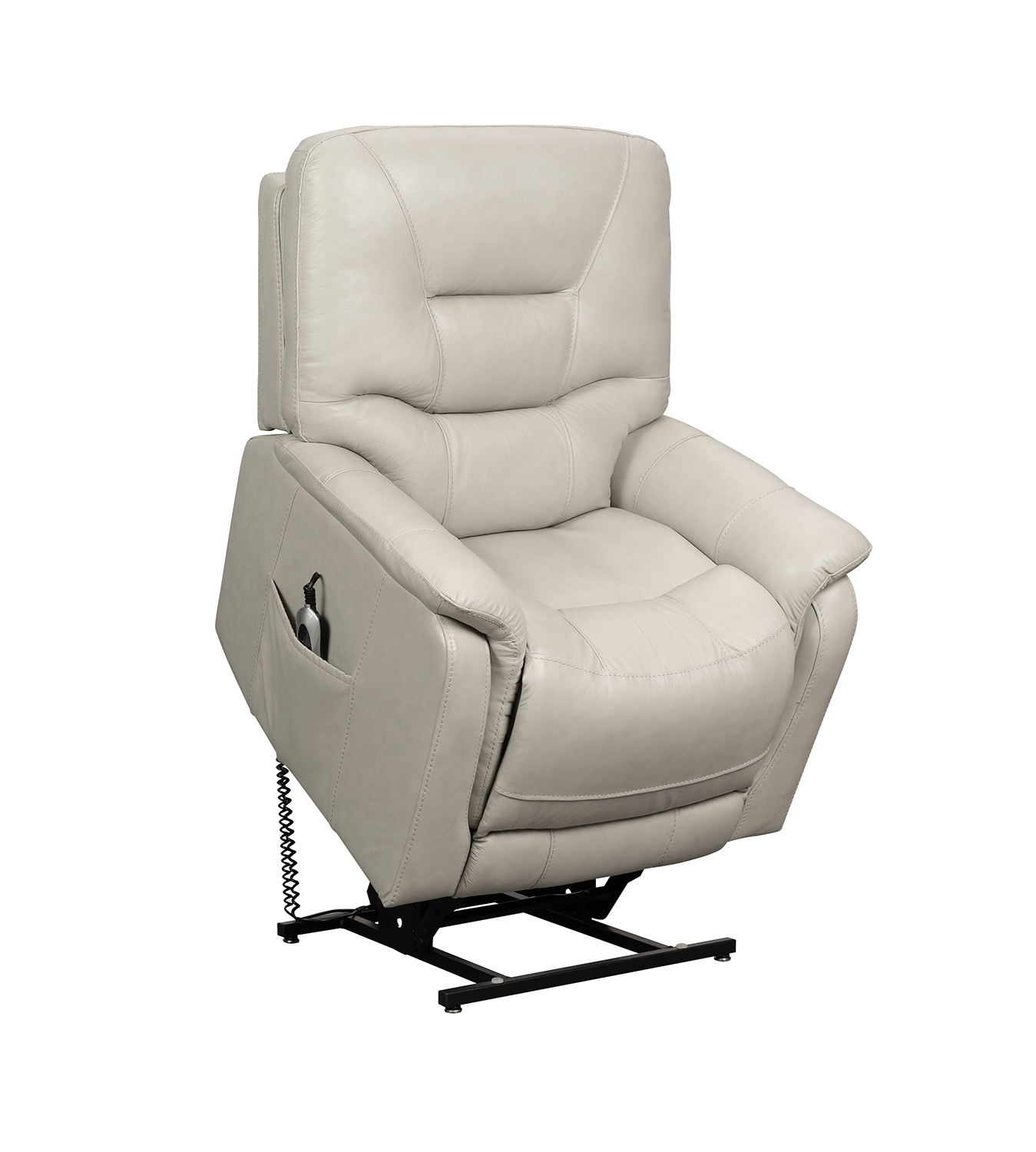 Barcalounger Lorence Lift Chair Recliner with Power Head Rest - Venzia Cream/Leather Match