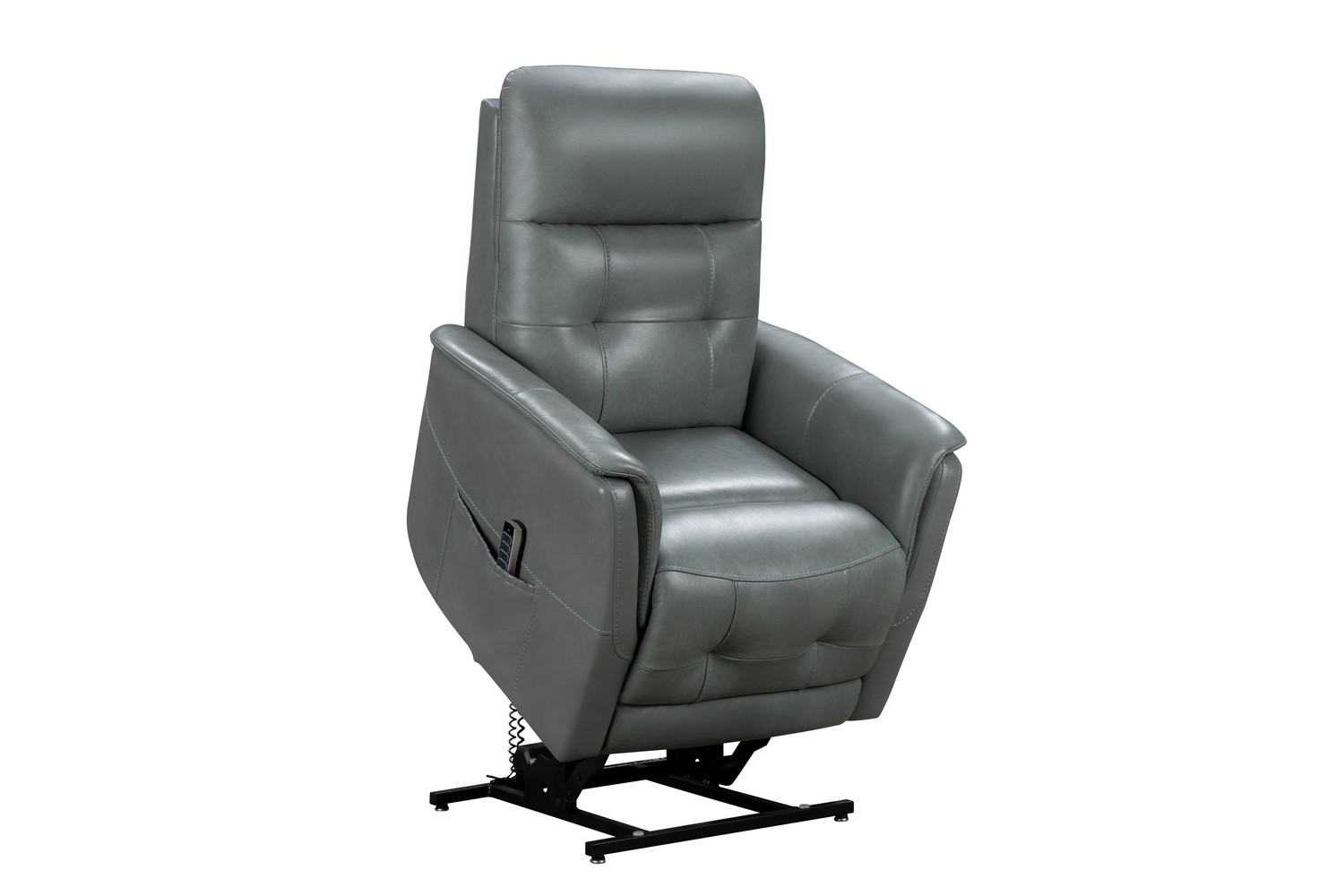 Barcalounger Livingston Lift Chair Recliner Chair with Power Head Rest, Power Lumbar and Lay Flat Mechanism - Antonio Green Gray/Leather Match