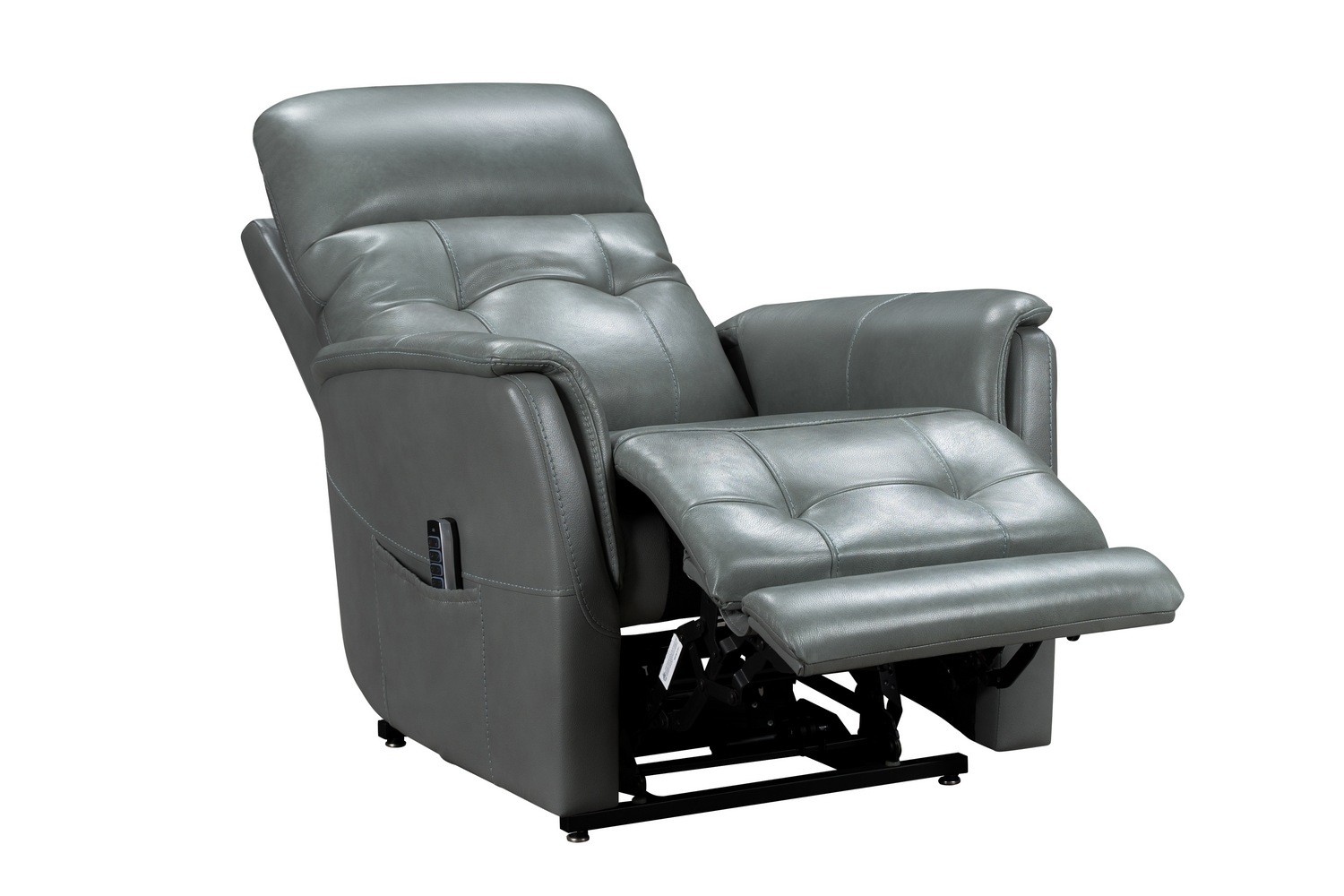 Barcalounger Livingston Lift Chair Recliner Chair with Power Head Rest, Power Lumbar and Lay Flat Mechanism - Antonio Green Gray/Leather Match
