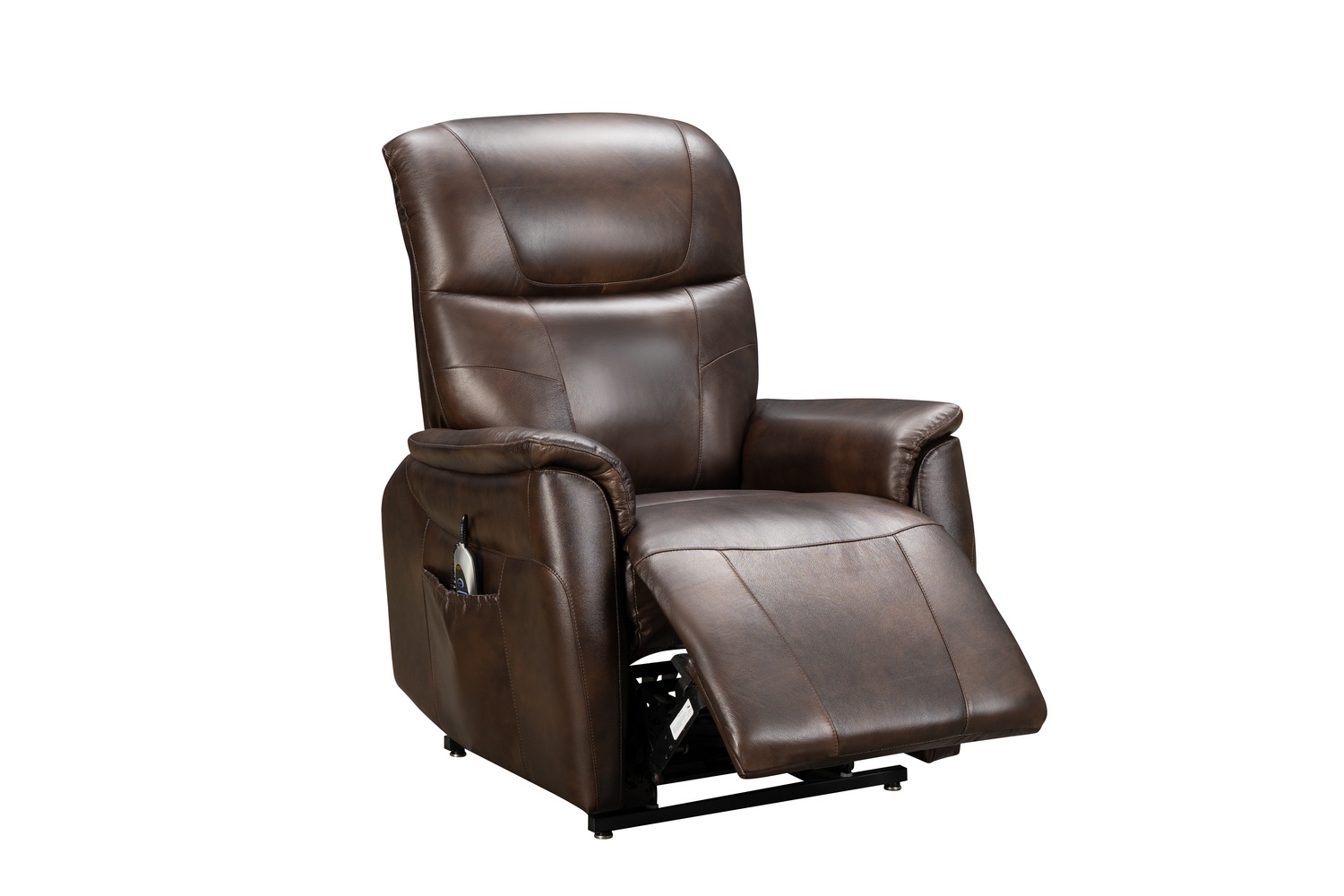Barcalounger Leighton Lift Chair Recliner Chair with Power Head Rest, Power Lumbar and Lay Flat Mechanism - Tonya Brown/Leather Match