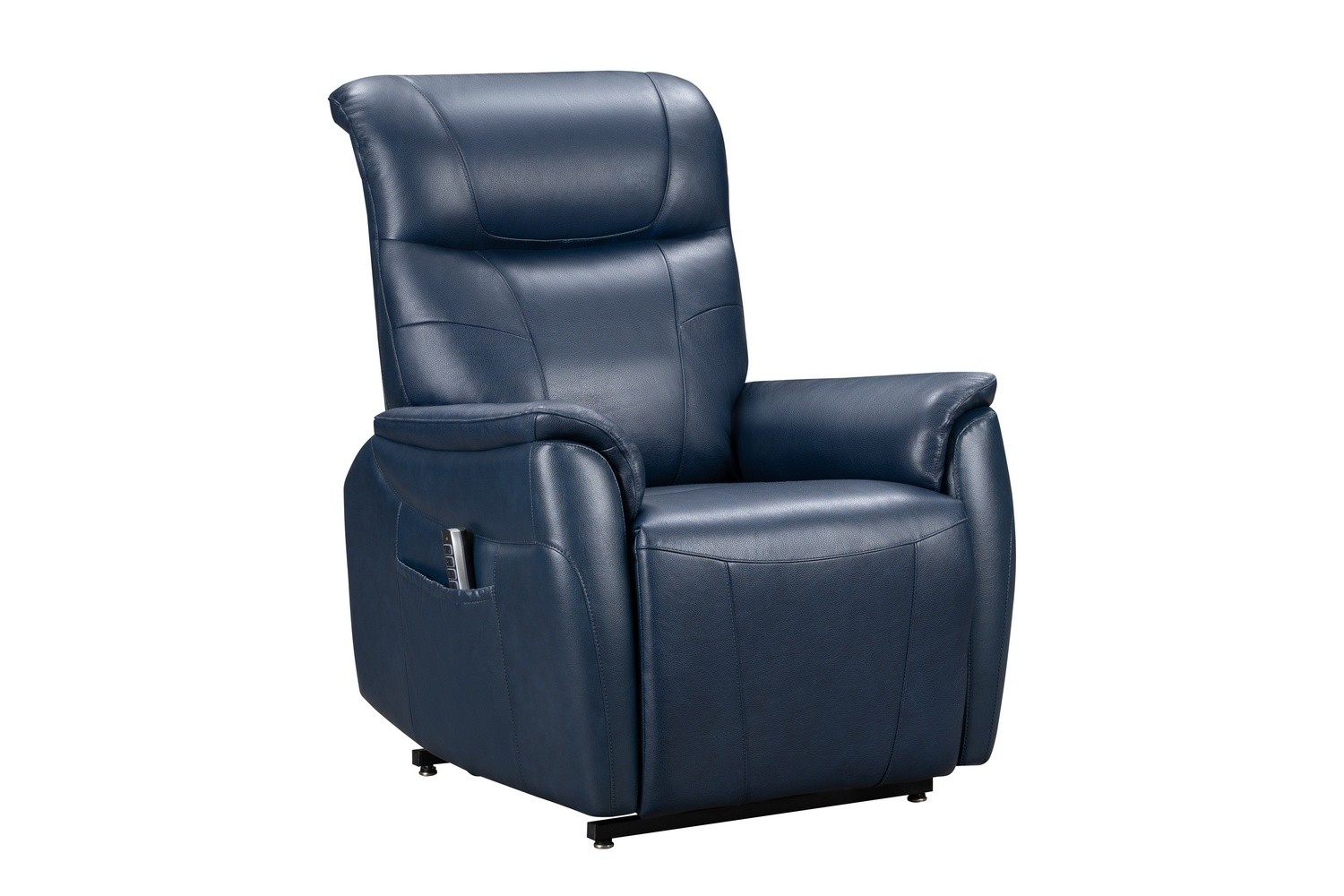 Barcalounger Leighton Lift Chair Recliner Chair with Power Head Rest, Power Lumbar and Lay Flat Mechanism - Marco Navy Blue/Leather Match