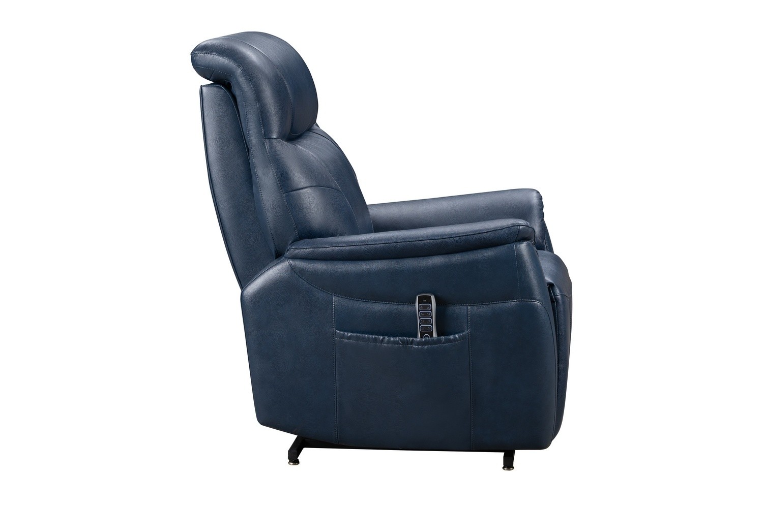 Barcalounger Leighton Lift Chair Recliner Chair with Power Head Rest, Power Lumbar and Lay Flat Mechanism - Marco Navy Blue/Leather Match