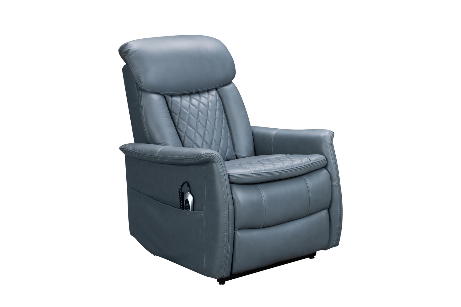 Barcalounger Lauren Lift Chair Recliner Chair with Power Head Rest, Power Lumbar and Lay Flat Mechanism - Masen Bluegray/Leather Match