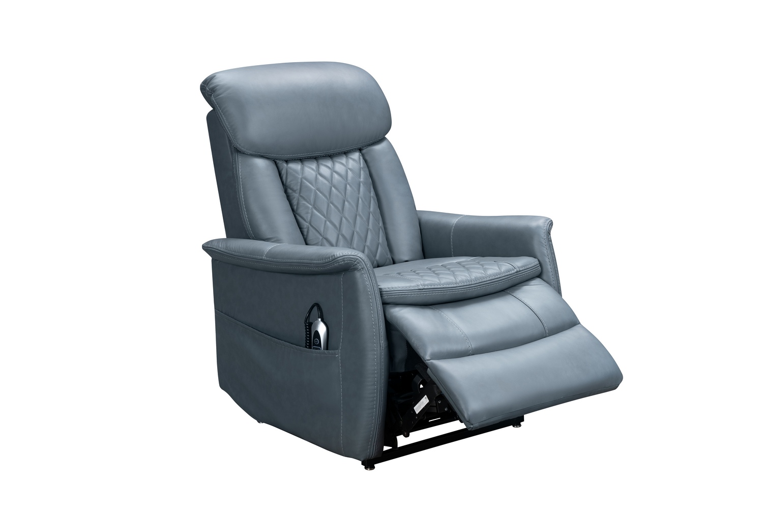 Barcalounger Lauren Lift Chair Recliner Chair with Power Head Rest, Power Lumbar and Lay Flat Mechanism - Masen Bluegray/Leather Match