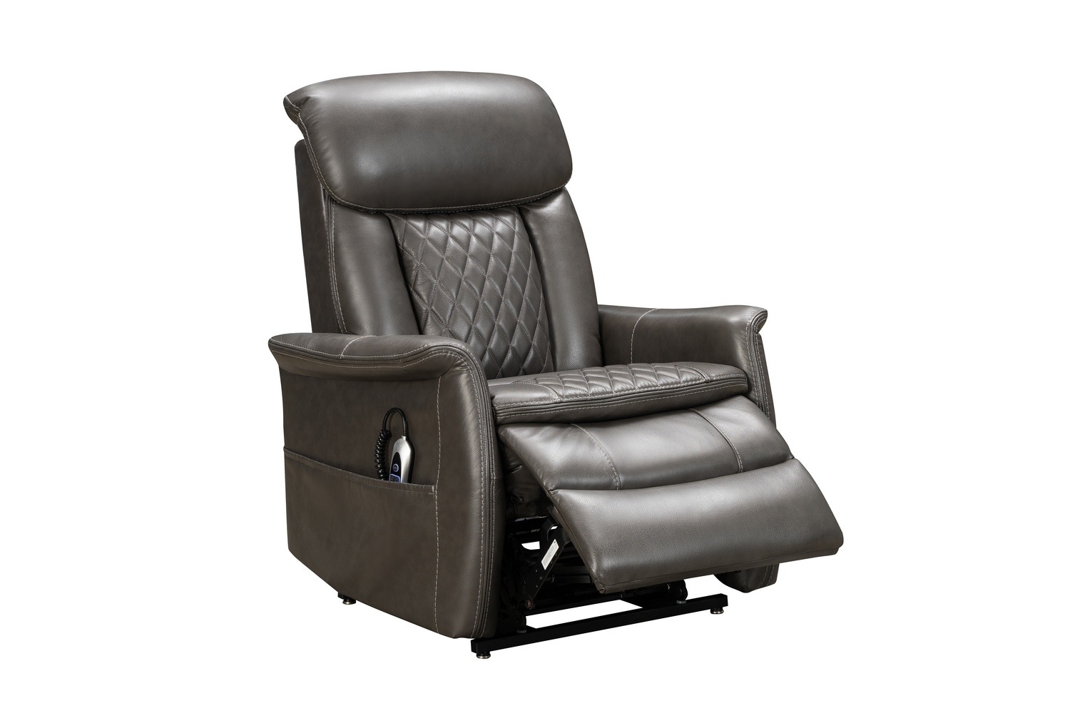 Barcalounger Lauren Lift Chair Recliner Chair with Power Head Rest, Power Lumbar and Lay Flat Mechanism - Matteo Smokey Gray/Leather Match
