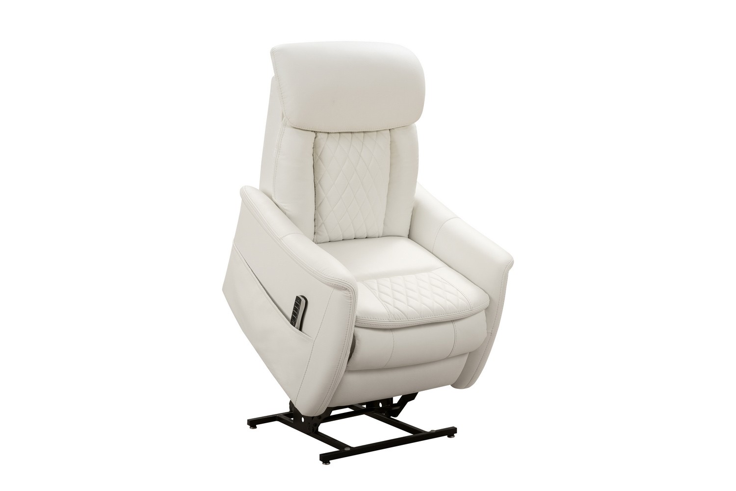 Barcalounger Lauren Lift Chair Recliner Chair with Power Head Rest, Power Lumbar and Lay Flat Mechanism - Enzo Winter White/Leather Match