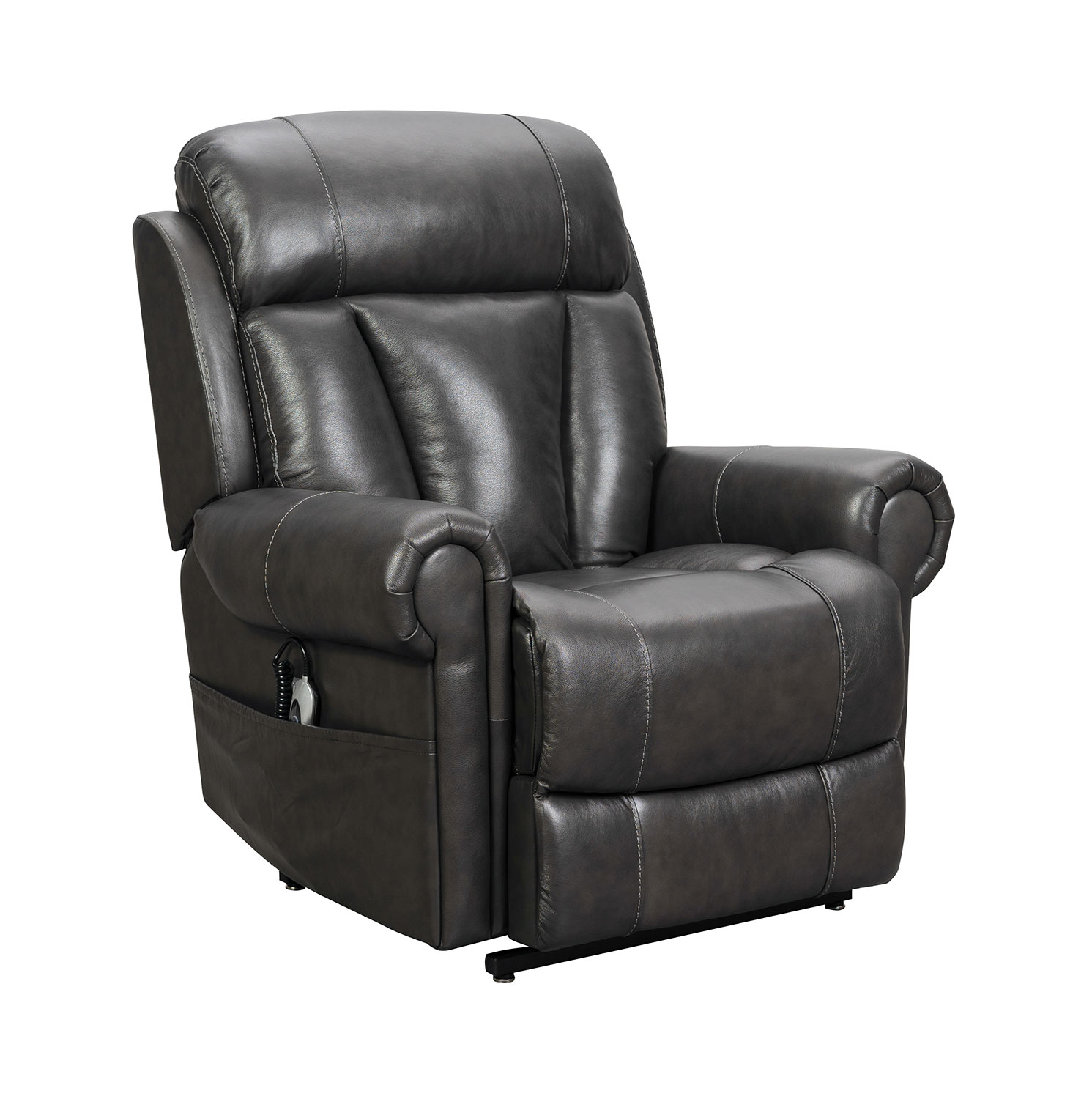Barcalounger Lyndon Lift Chair Recliner with Power Head Rest and Lumbar - Venzia Grey/Leather Match