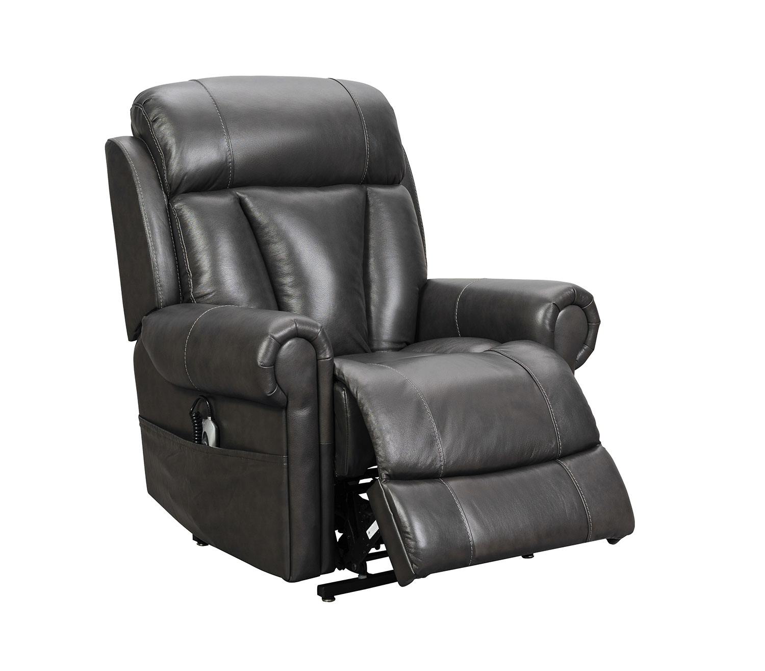 Barcalounger Lyndon Lift Chair Recliner with Power Head Rest and Lumbar - Venzia Grey/Leather Match