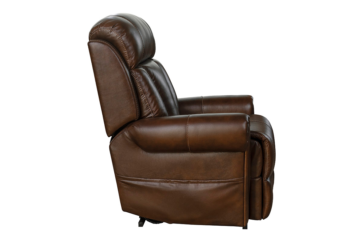 Barcalounger Lyndon Lift Chair Recliner with Power Head Rest and Lumbar - Tonya Brown/Leather Match
