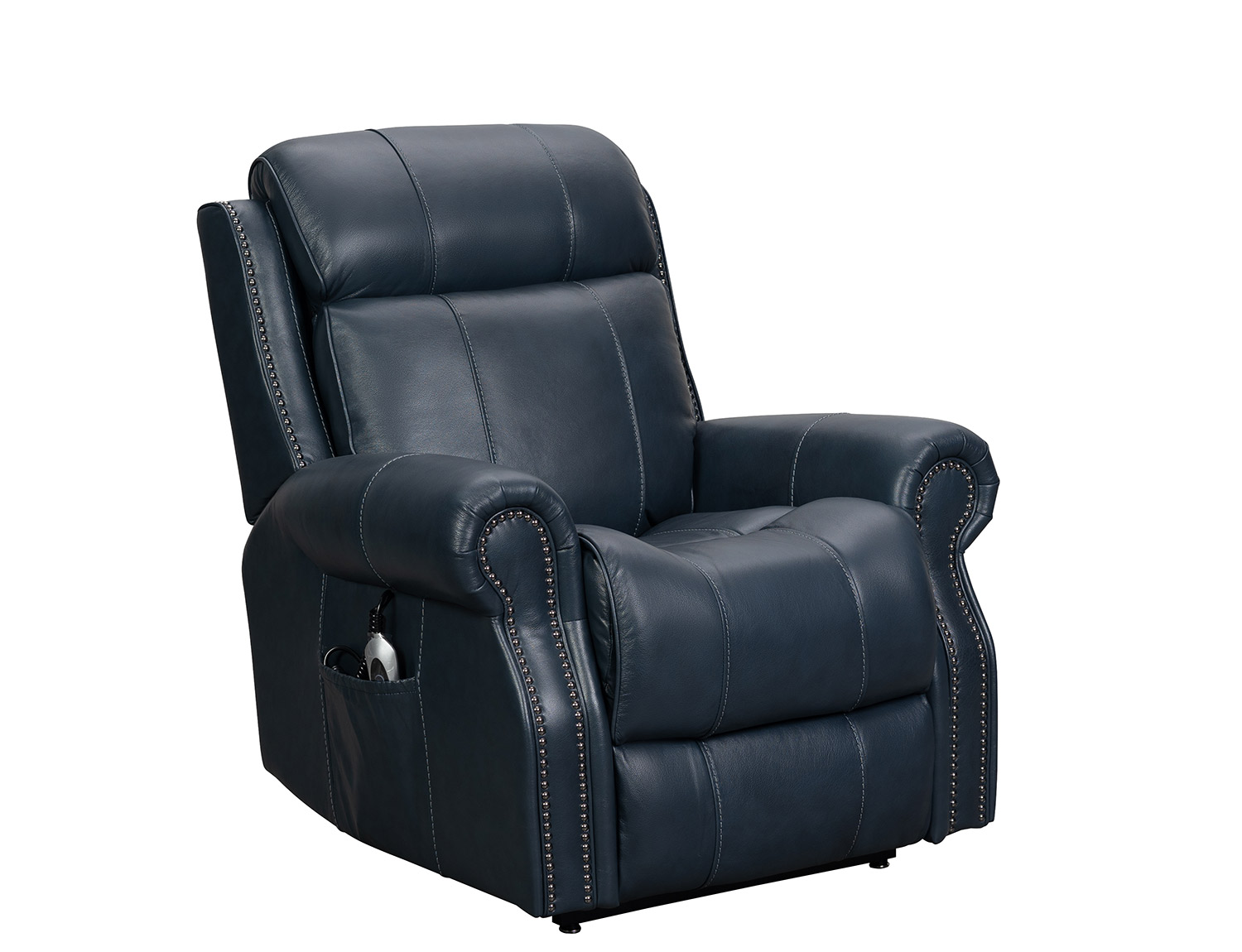 Barcalounger Langston Lift Chair Recliner with Power Head Rest and Lumbar - Venzia Blue/Leather Match