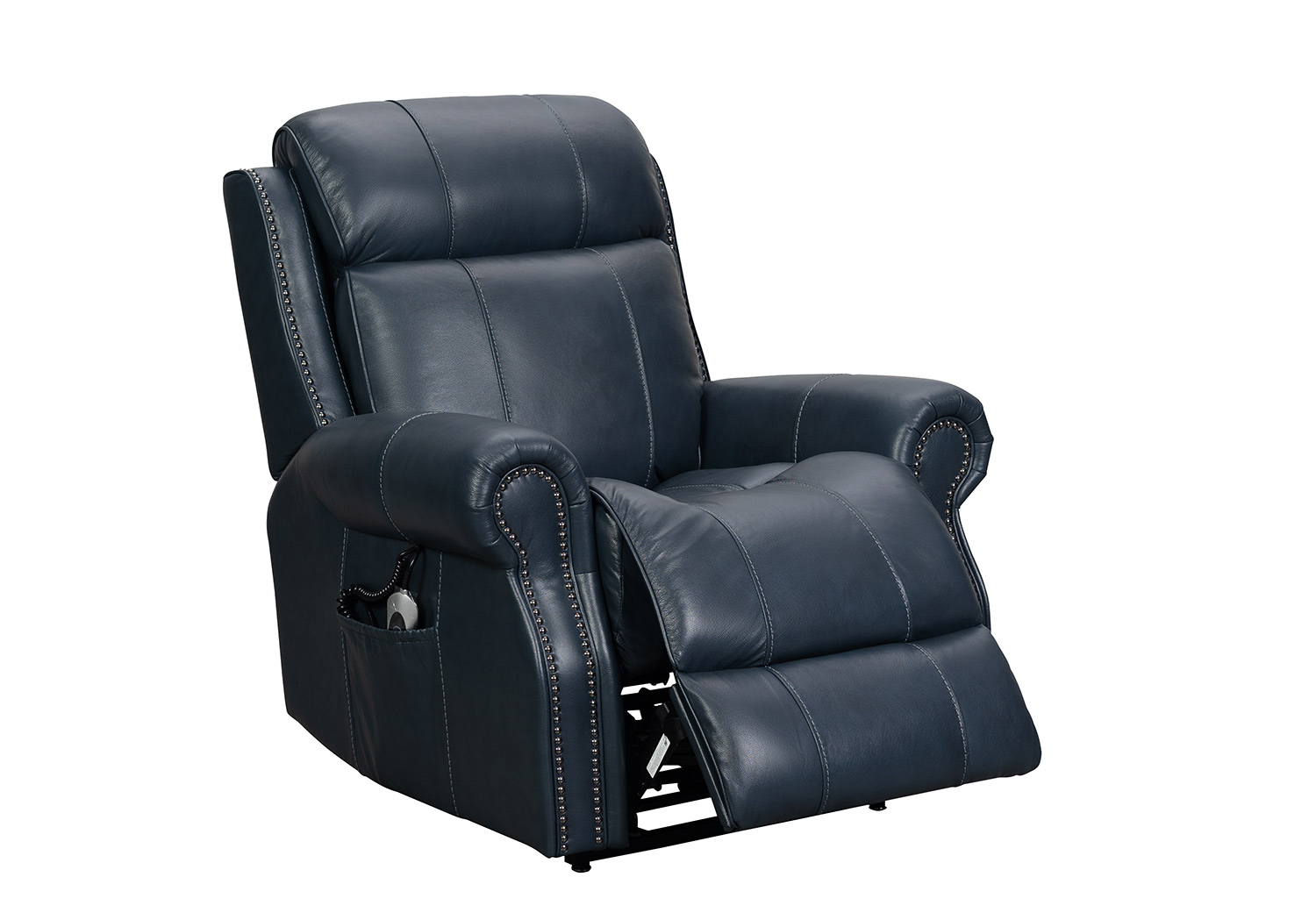 Barcalounger Langston Lift Chair Recliner with Power Head Rest and Lumbar - Venzia Blue/Leather Match