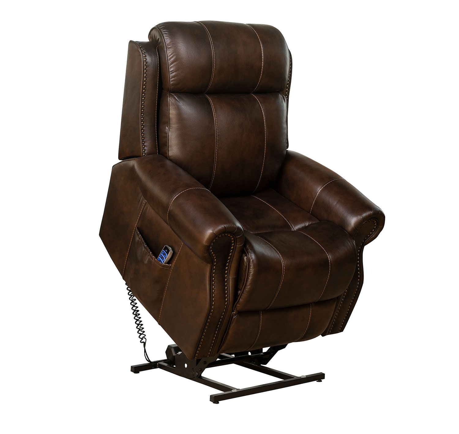 Barcalounger Langston Lift Chair Recliner with Power Head Rest and Lumbar - Tonya Brown/Leather Match