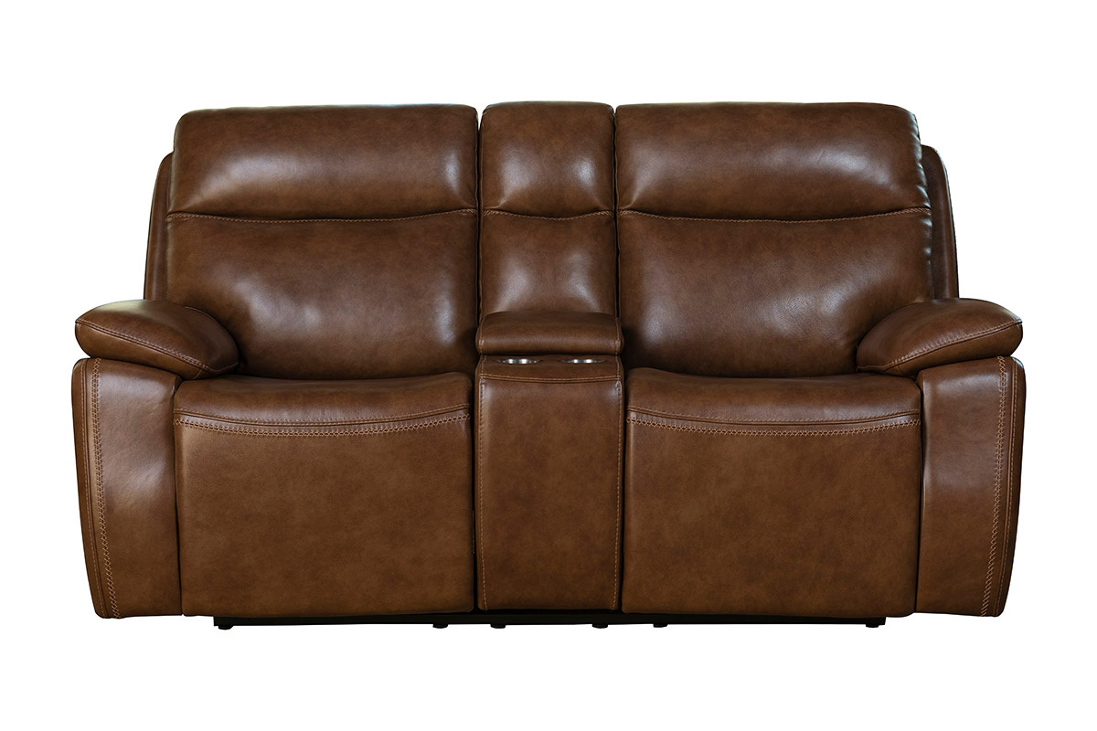 Barcalounger Micah Power Reclining Loveseat with Power Head Rests - Misha Chestnut/Leather Match