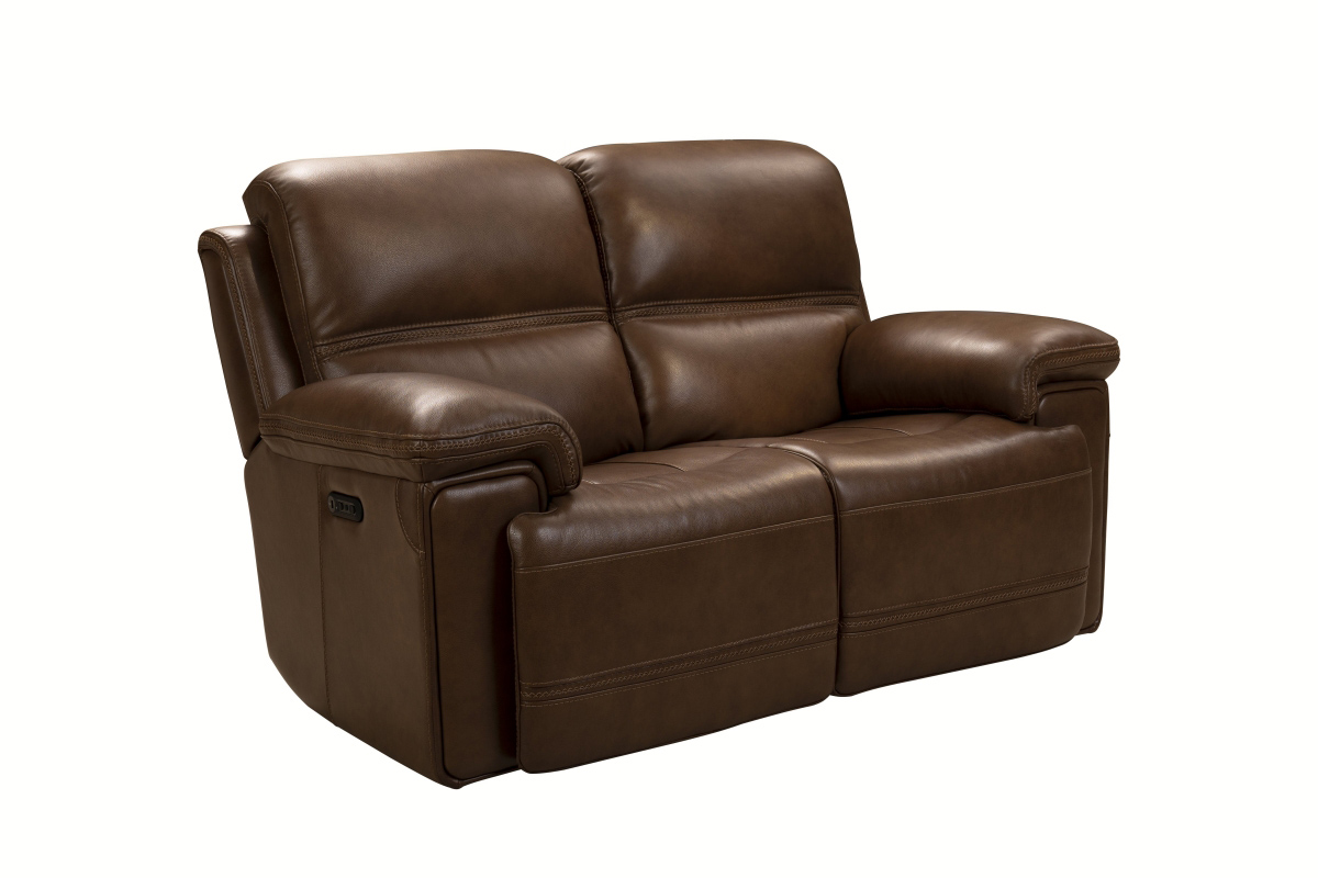 Barcalounger Sedrick Power Reclining Console Loveseat with Power Head Rests - Spence Caramel/Leather Match