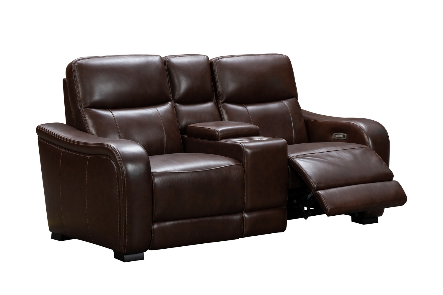 Barcalounger Electra Power Reclining Console Loveseat with Power Head Rests and Power Lumbar - Castleton Rustic Brown/Leather Match
