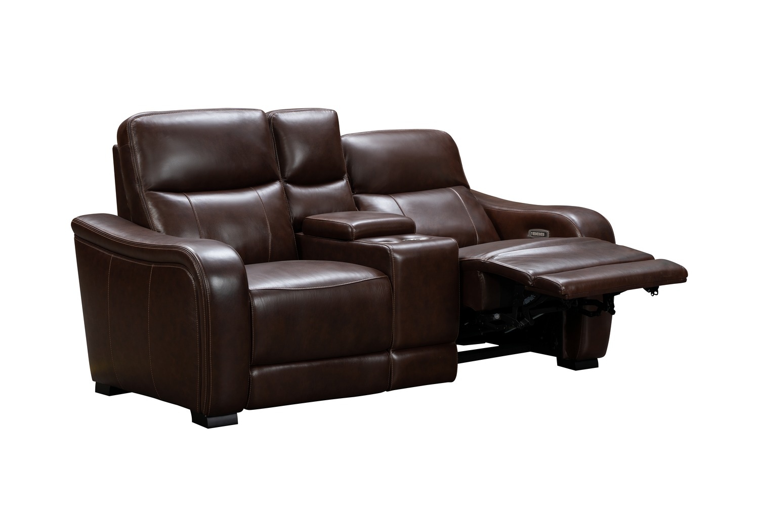 Barcalounger Electra Power Reclining Console Loveseat with Power Head Rests and Power Lumbar - Castleton Rustic Brown/Leather Match