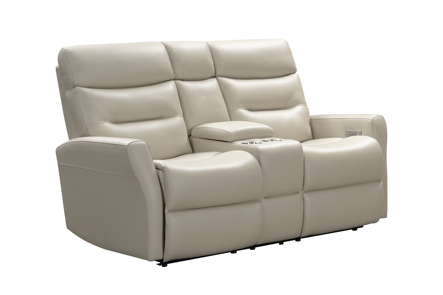 Barcalounger Enzo Power Reclining Console Loveseat with Power Head Rests and Power Lumbar - Laurel Cream/Leather Match