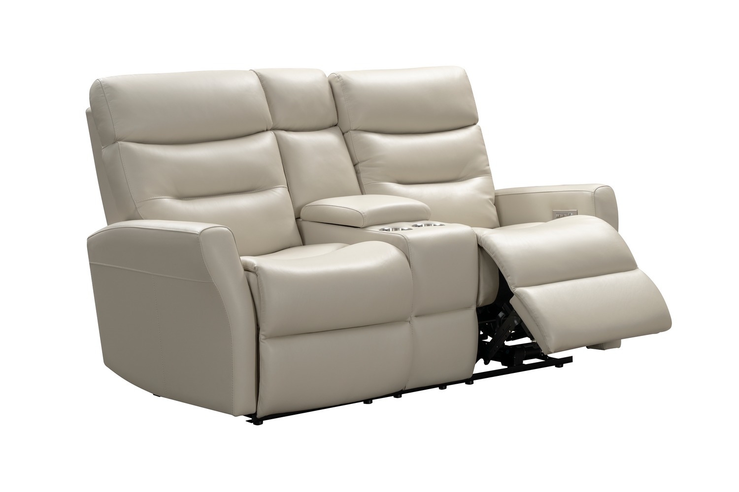 Barcalounger Enzo Power Reclining Console Loveseat with Power Head Rests and Power Lumbar - Laurel Cream/Leather Match