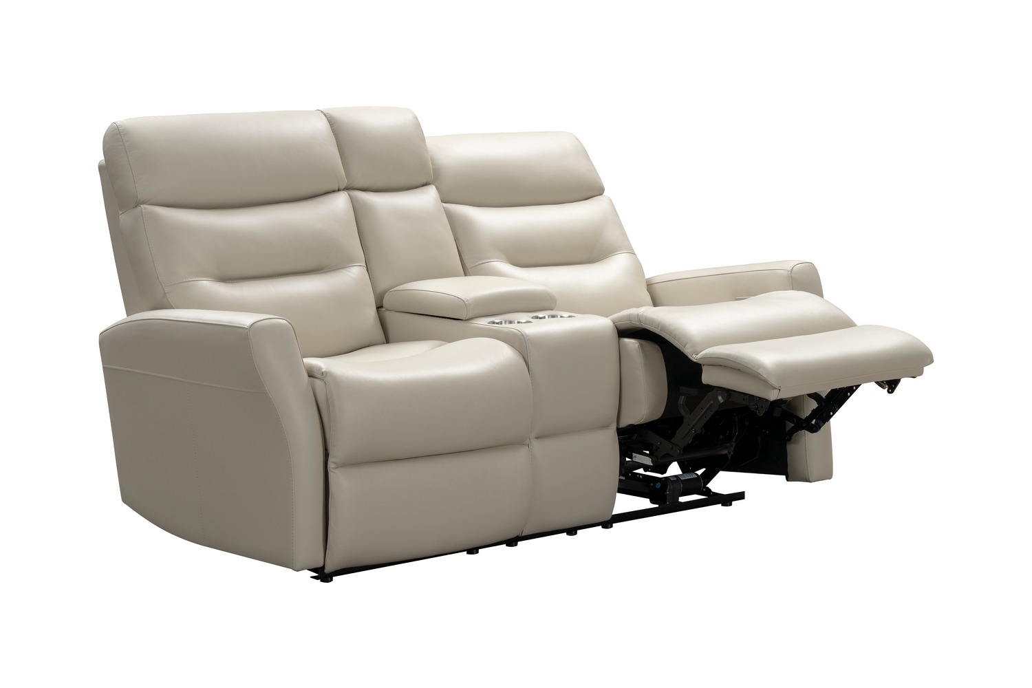 Barcalounger Enzo Power Reclining Console Loveseat with Power Head Rests and Power Lumbar - Laurel Cream/Leather Match