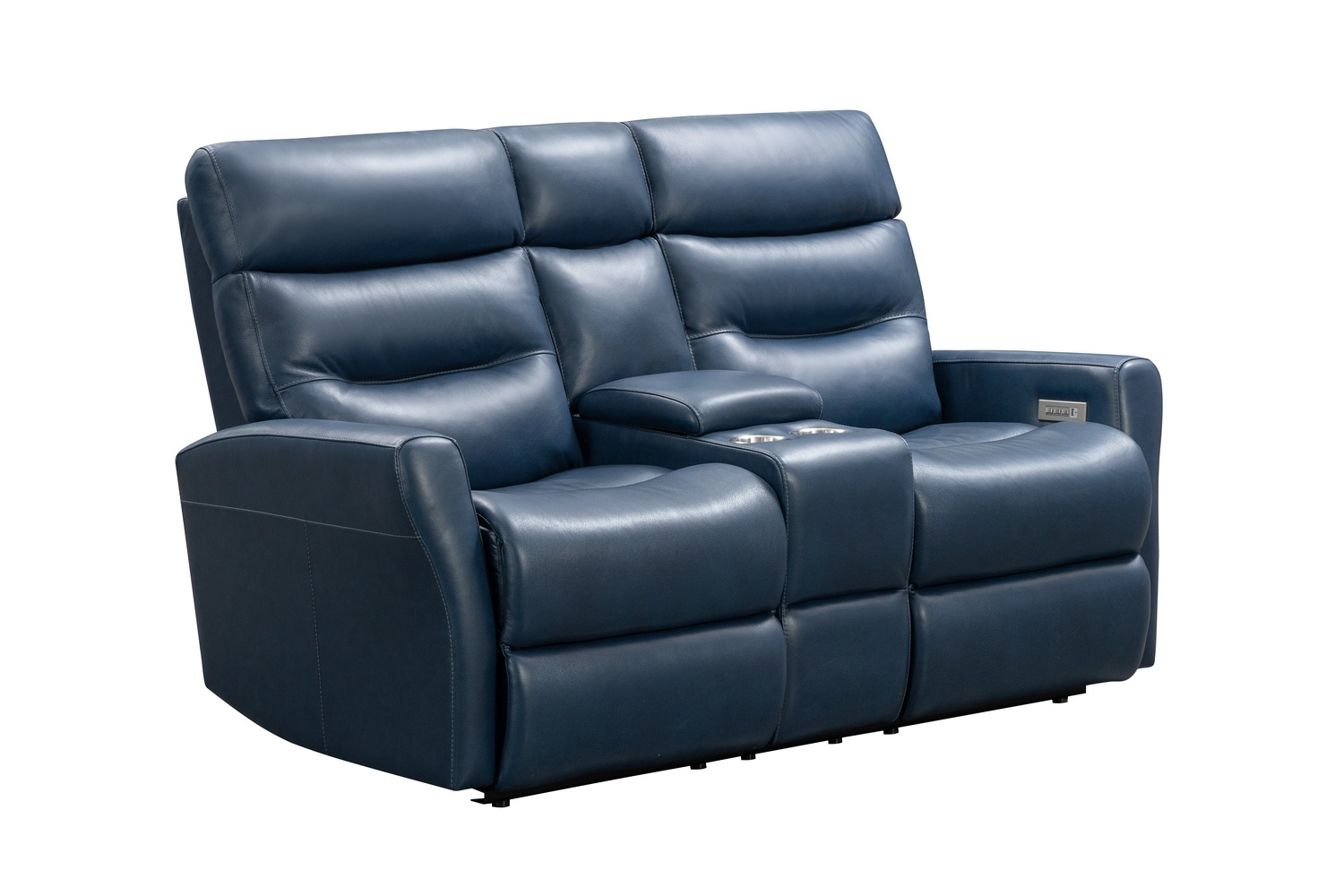 Barcalounger Enzo Power Reclining Console Loveseat with Power Head Rests and Power Lumbar - Marco Navy Blue/Leather Match