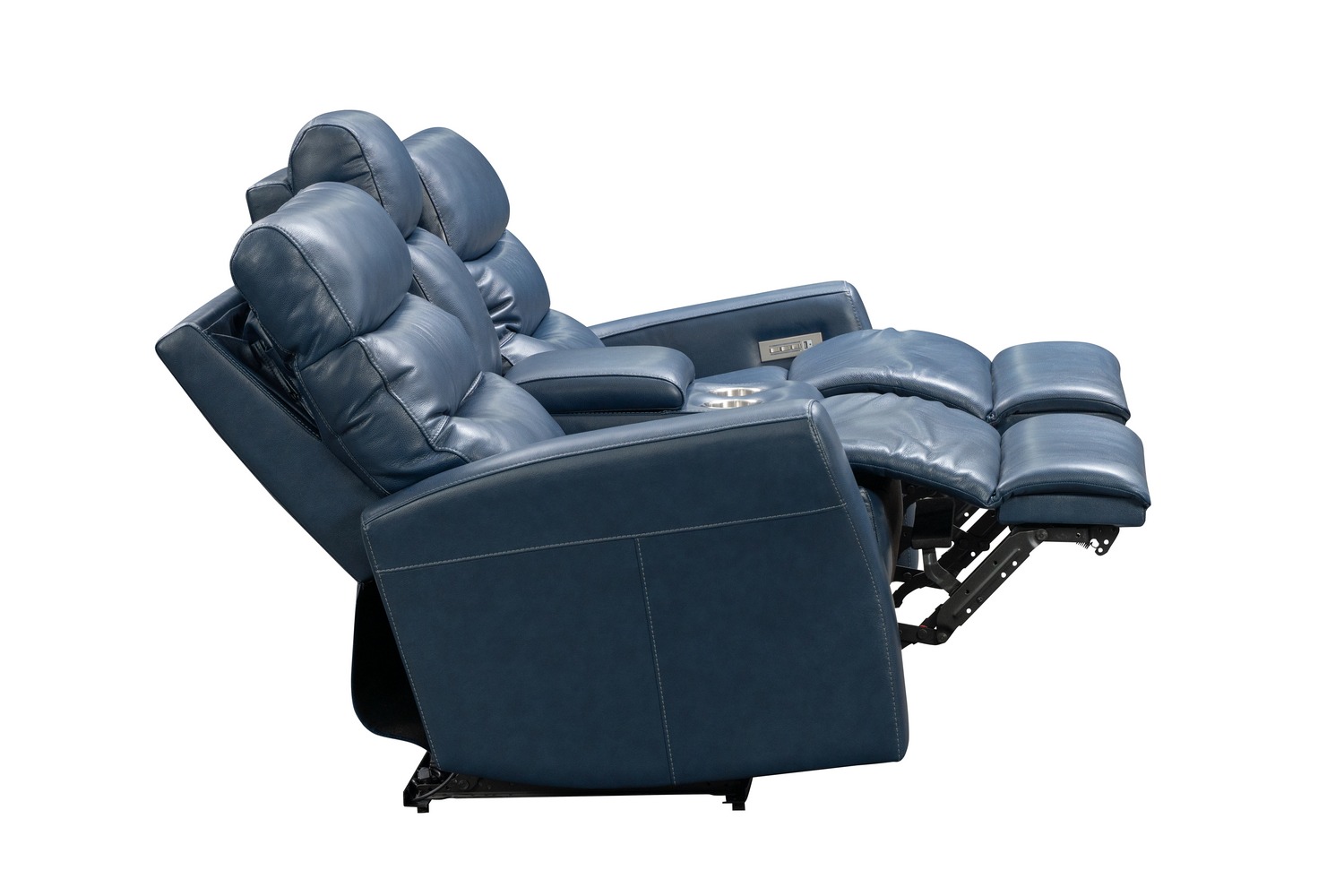 Barcalounger Enzo Power Reclining Console Loveseat with Power Head Rests and Power Lumbar - Marco Navy Blue/Leather Match