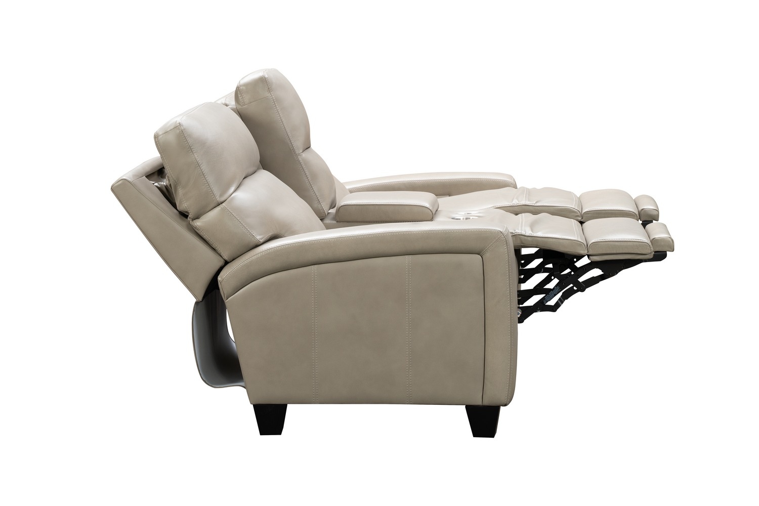 Barcalounger Macello Power Reclining Console Loveseat with Power Head Rests and Power Lumbar - Sergi Gray Beige/Leather Match