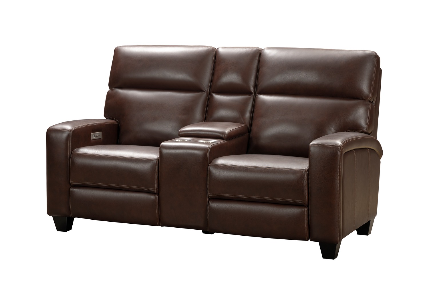 Barcalounger Macello Power Reclining Console Loveseat with Power Head Rests and Power Lumbar - Castleton Rustic Brown/Leather Match