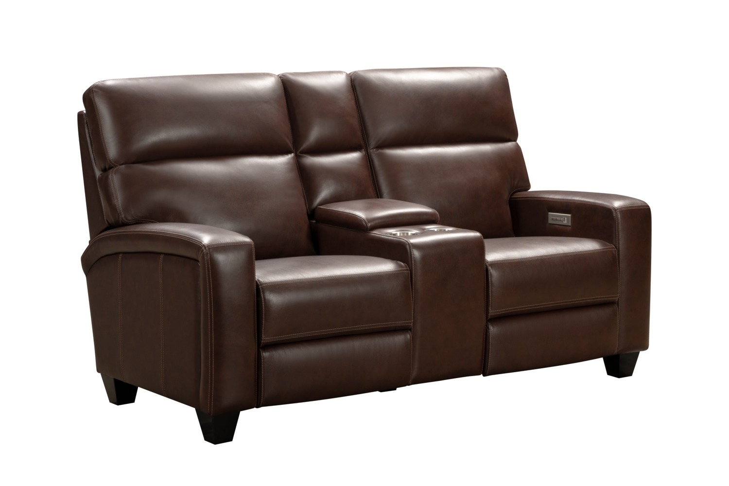 Barcalounger Macello Power Reclining Console Loveseat with Power Head Rests and Power Lumbar - Castleton Rustic Brown/Leather Match