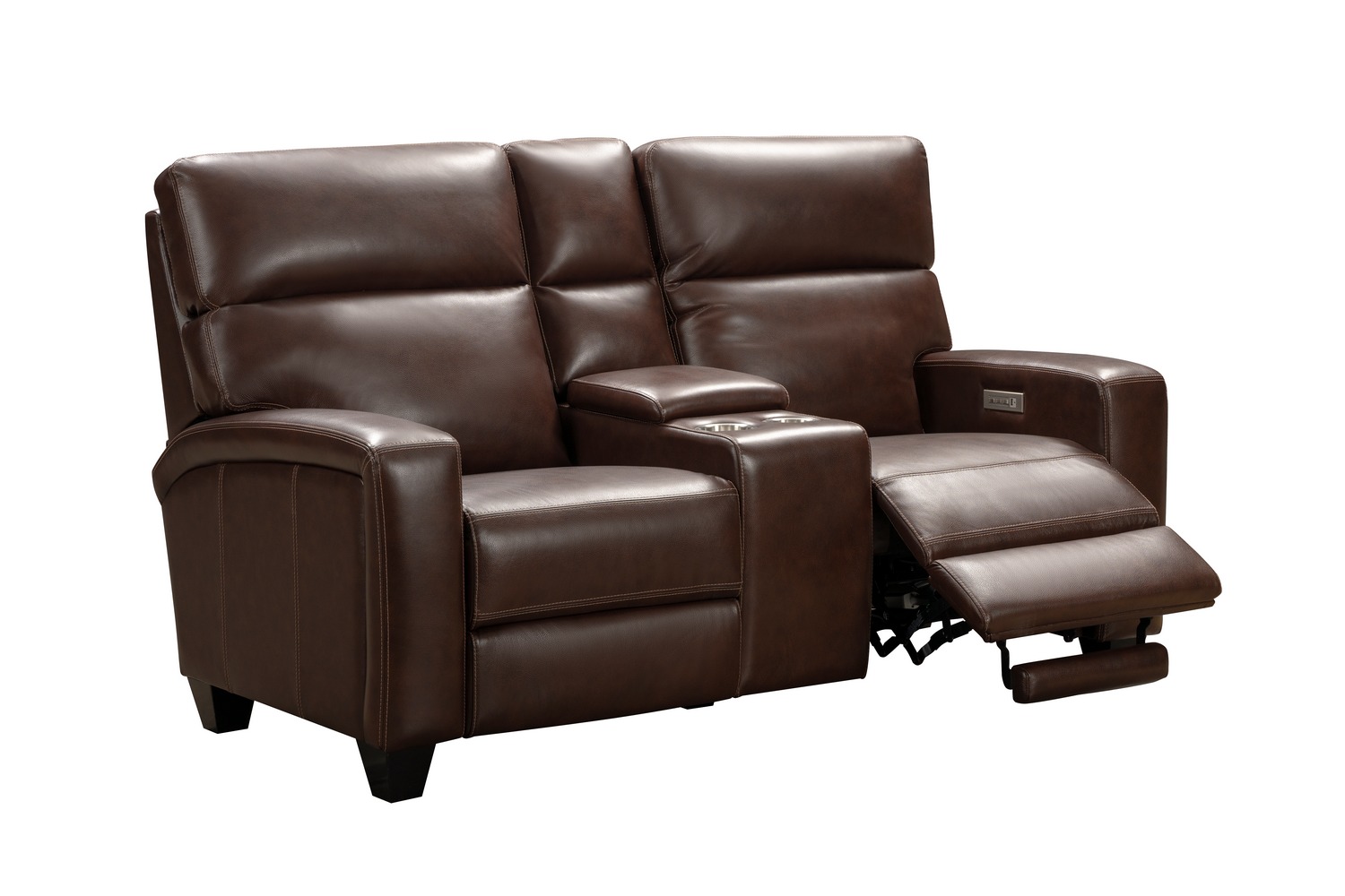 Barcalounger Macello Power Reclining Console Loveseat with Power Head Rests and Power Lumbar - Castleton Rustic Brown/Leather Match