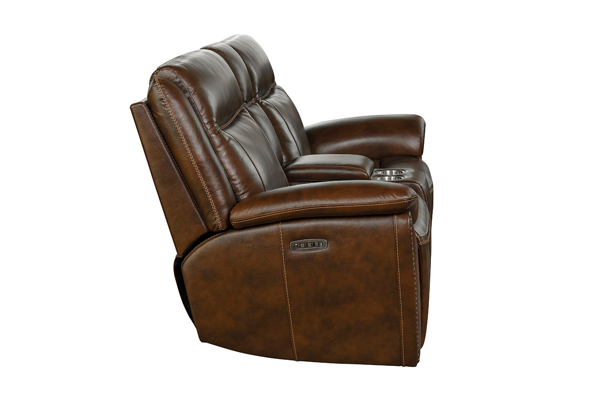 Barcalounger Holbrook Power Reclining Loveseat with Power Head Rests and Lumbar - Venzia Brown/Leather Match