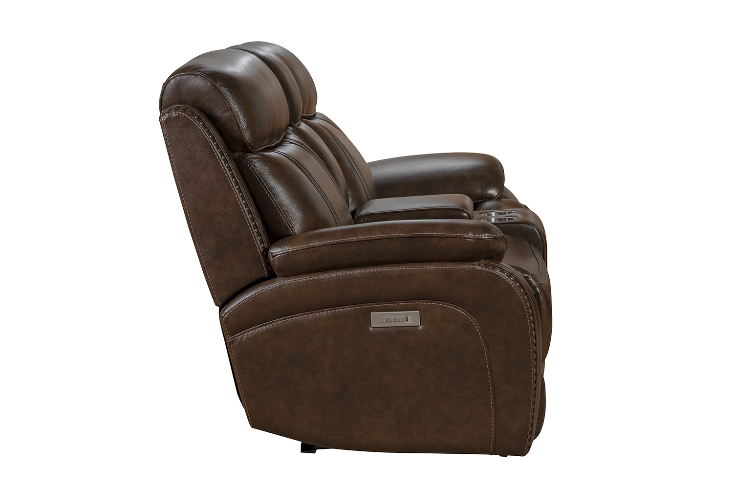 Barcalounger Sandover Power Reclining Console Loveseat with Power Head Rests and Lumbar - Tri-Tone Chocolate/Leather match
