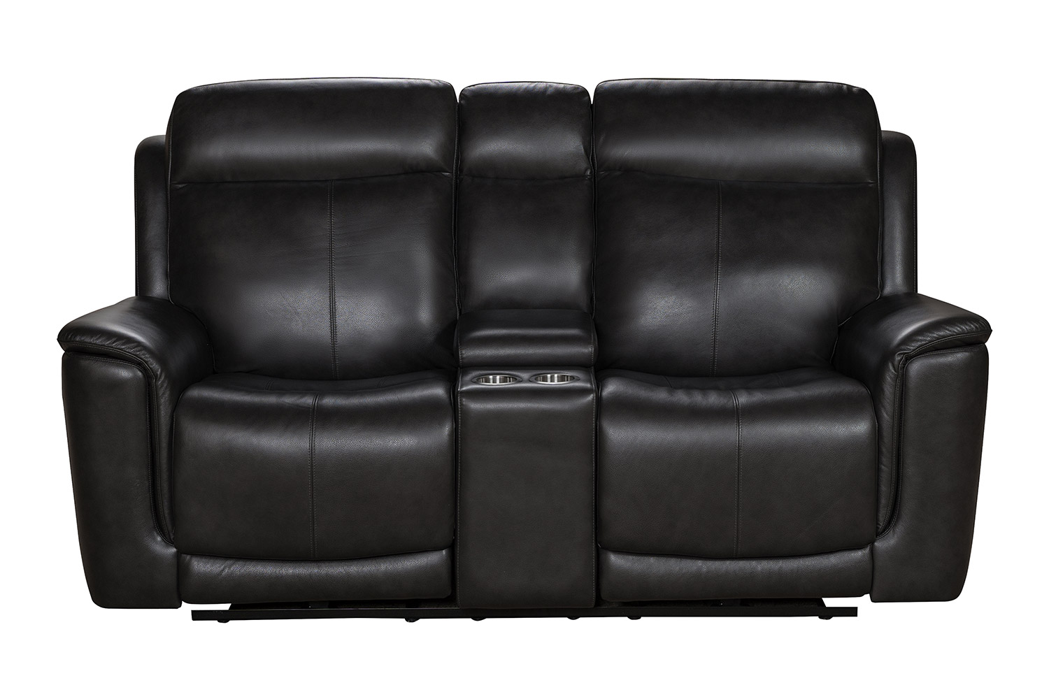 Barcalounger Burbank Power Reclining Console Loveseat with Power Head Rests and Lumbar - Matteo Smokey Gray/Leather match