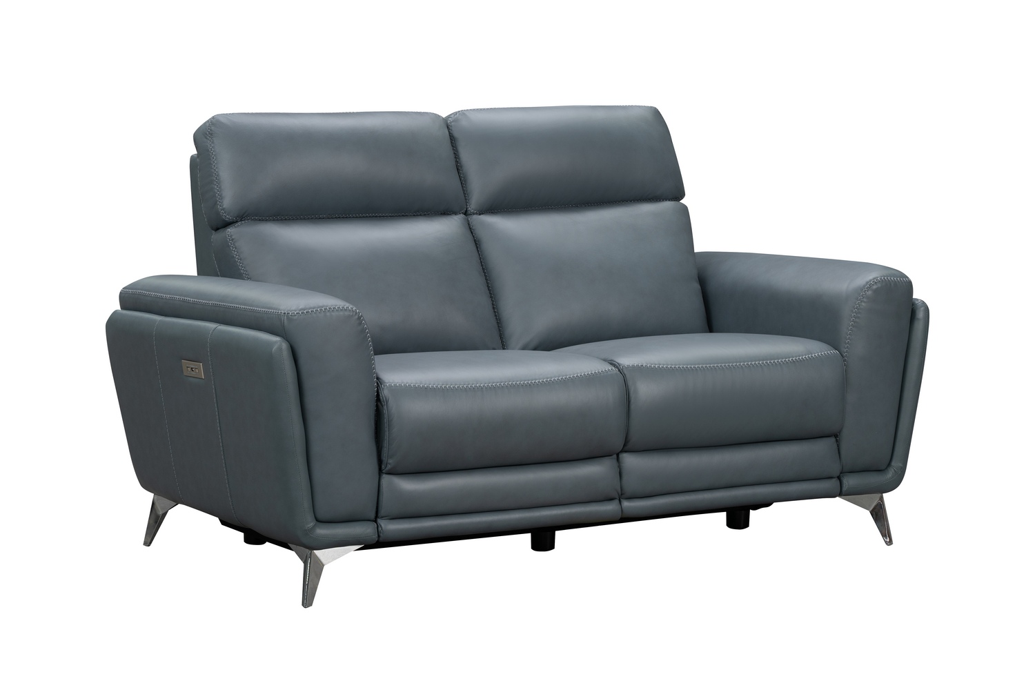 Barcalounger Cameron Power Reclining Loveseat with Power Head Rests - Masen Bluegray/Leather Match