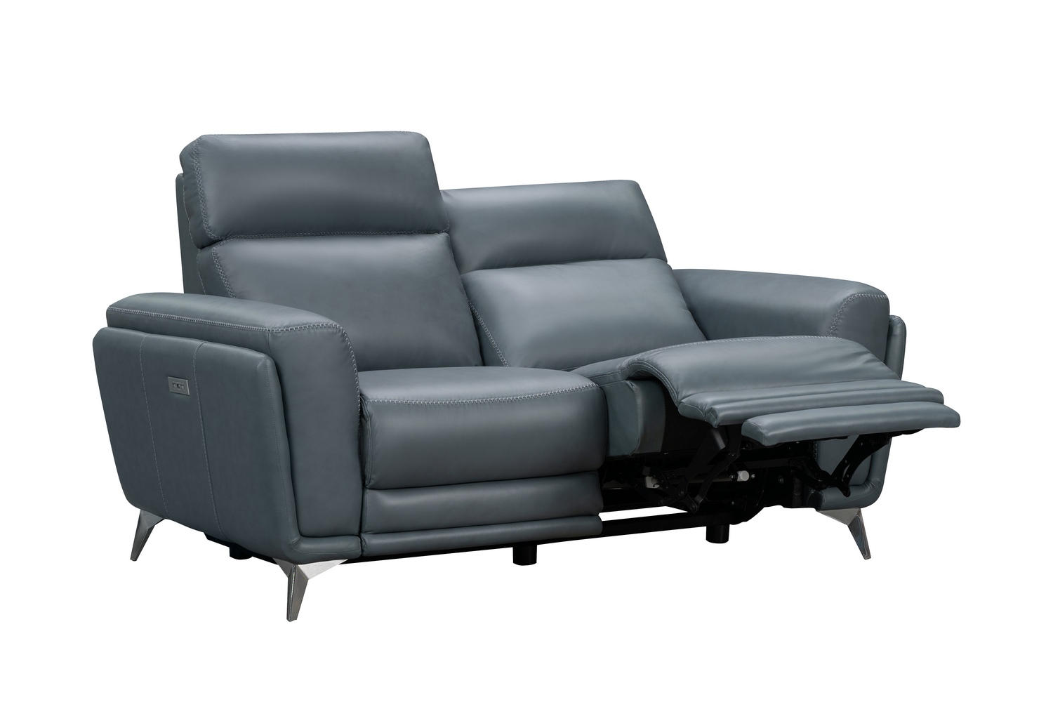 Barcalounger Cameron Power Reclining Loveseat with Power Head Rests - Masen Bluegray/Leather Match