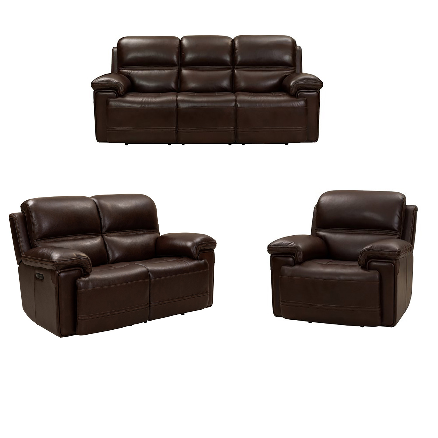 Barcalounger Sedrick Power Reclining Sofa Set with Power Head Rests - El Paso Walnut/Leather Match