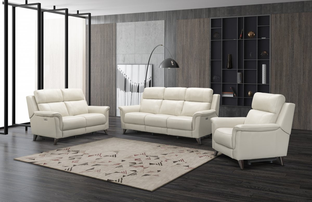 Barcalounger Kester Power Reclining Sofa Set with Power Head Rests - Laurel Cream/Leather match