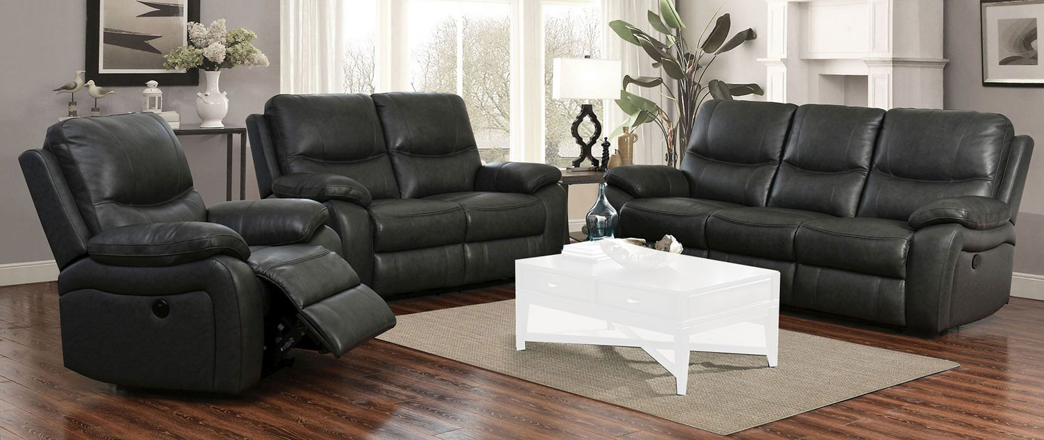 Barcalounger Carter Power Reclining Sofa Set - Toby Gray/Leather Match