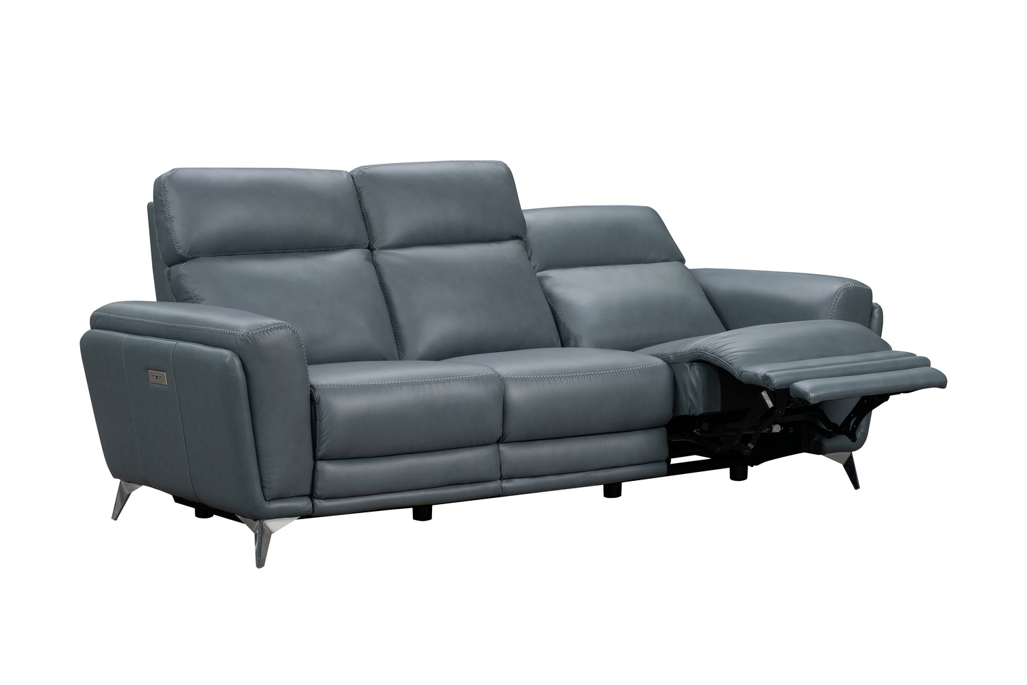 Barcalounger Cameron Power Reclining Sofa with Power Head Rests - Masen Bluegray/Leather Match