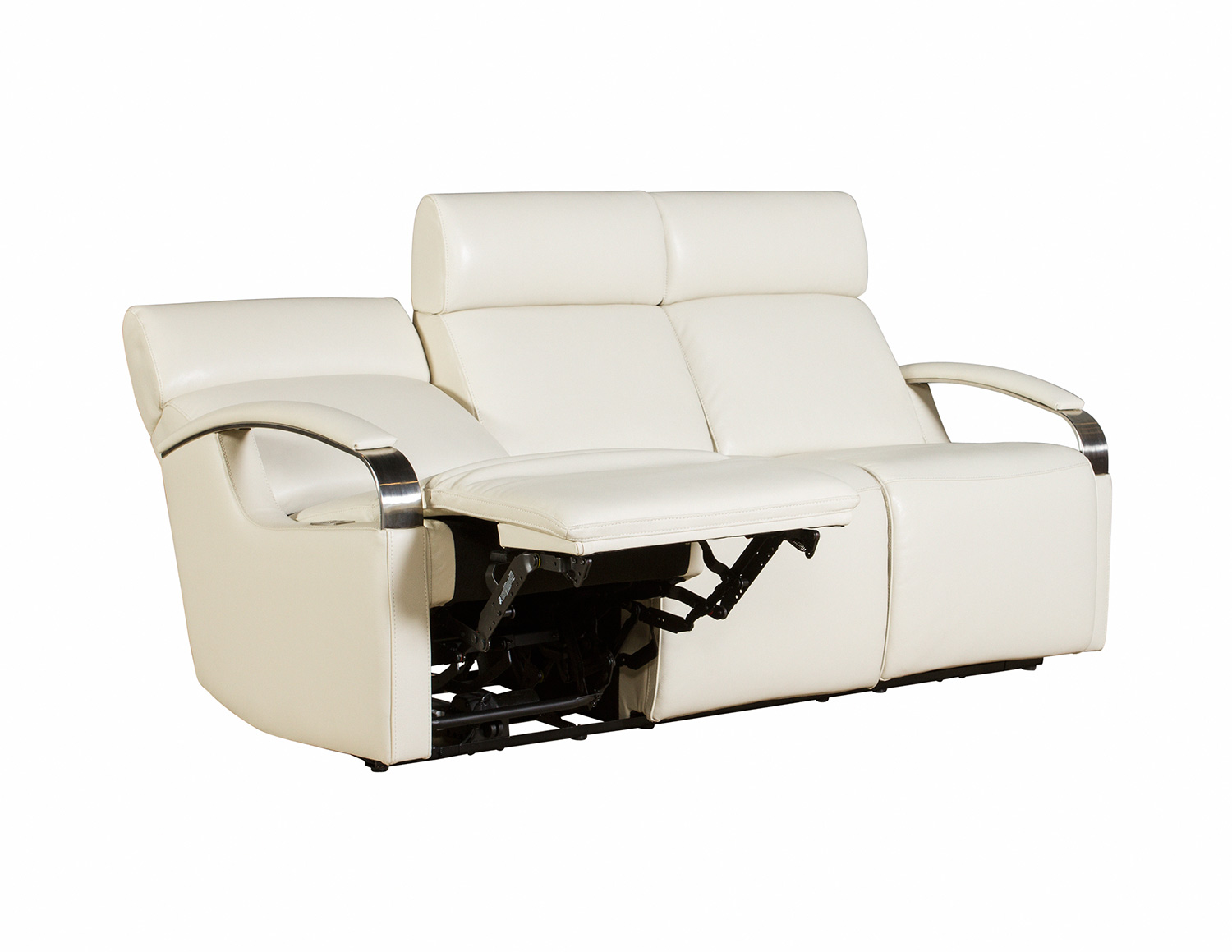 Barcalounger Cosmo Power Reclining Sofa with Power Head Rests - Cashmere White/Leather Match