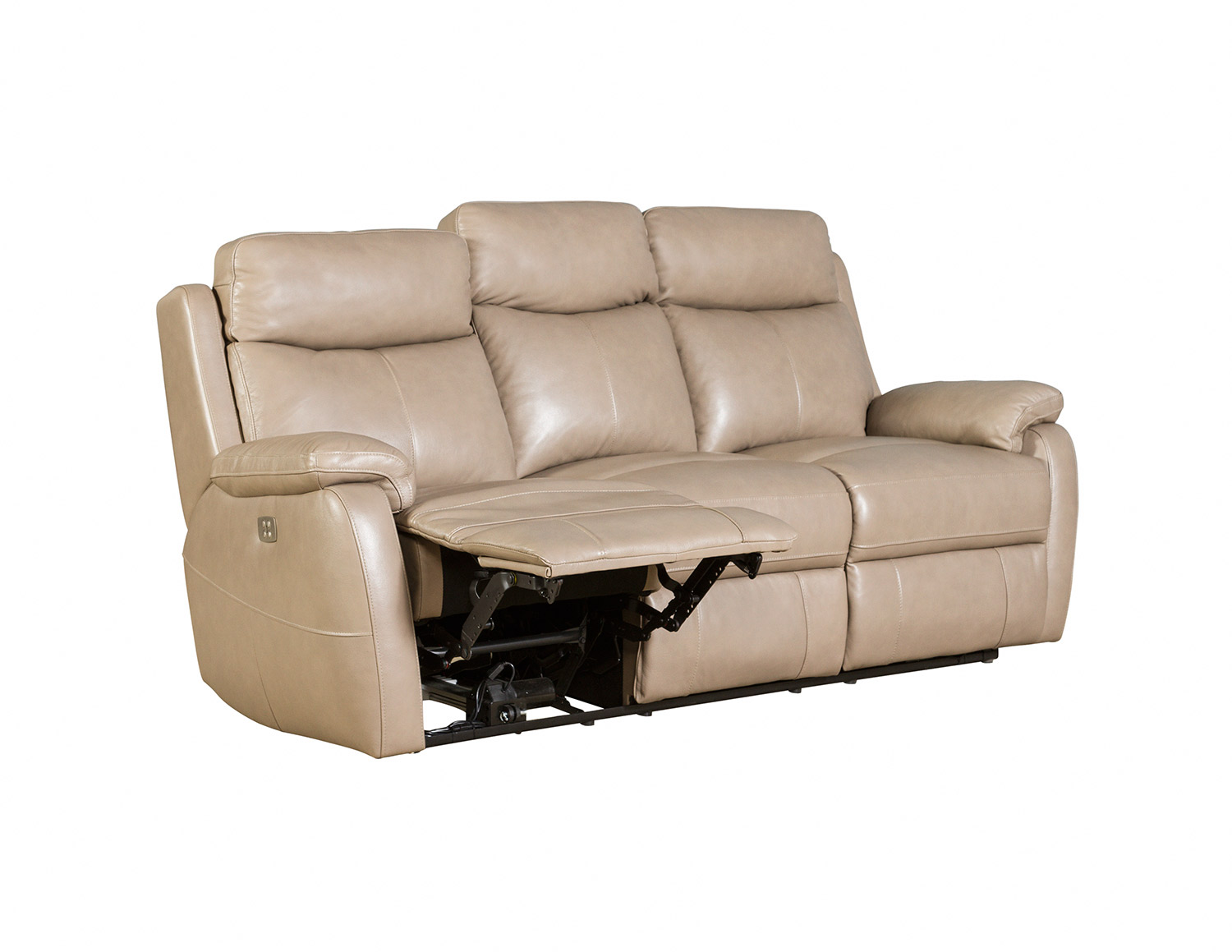 Barcalounger Brockton Power Reclining Sofa with Power Head Rests - Gable Twine/Leather Match