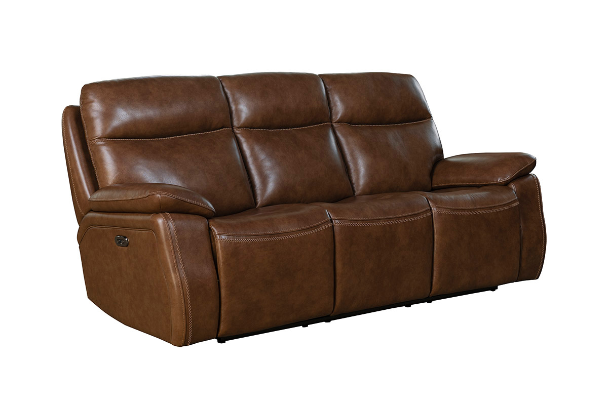 Barcalounger Micah Power Reclining Sofa with Power Head Rests - Misha Chestnut/Leather Match