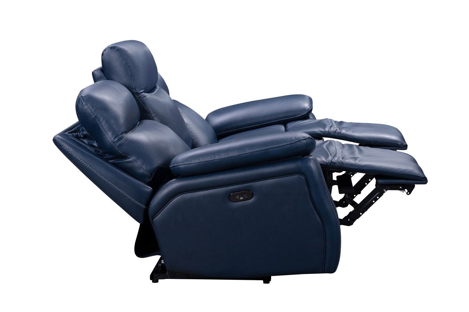 Barcalounger Micah Power Reclining Sofa with Power Head Rests - Marco Navy Blue/Leather Match