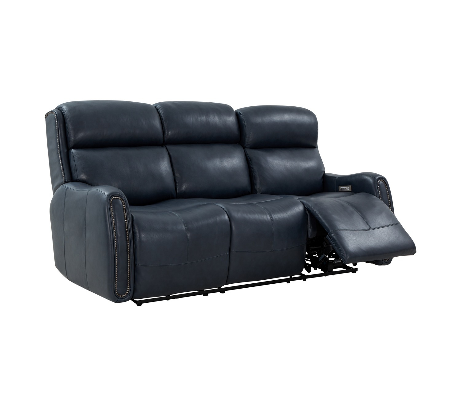 Barcalounger Brookside Power Reclining Sofa with Power Head Rests and Power Lumbar - Barone Navy Blue/All Leather