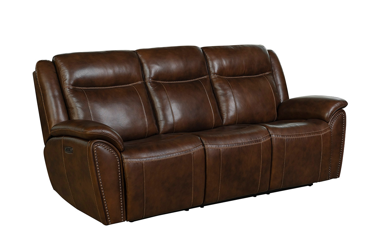 Barcalounger Holbrook Power Reclining Sofa with Power Head Rests and Lumbar - Venzia Brown/Leather Match