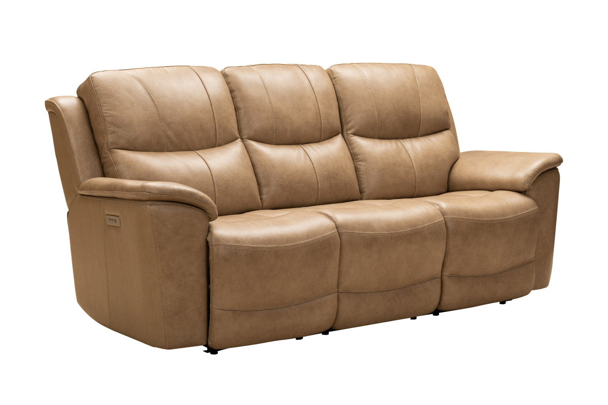 Barcalounger Kaden Power Reclining Sofa with Power Head Rests and Lumbar - Elliott Taupe/Leather Match