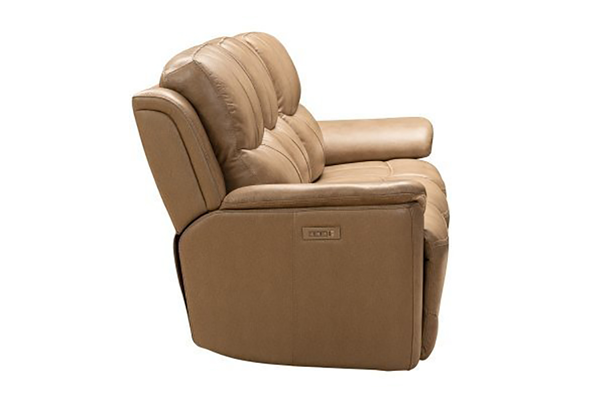 Barcalounger Kaden Power Reclining Sofa with Power Head Rests and Lumbar - Elliott Taupe/Leather Match