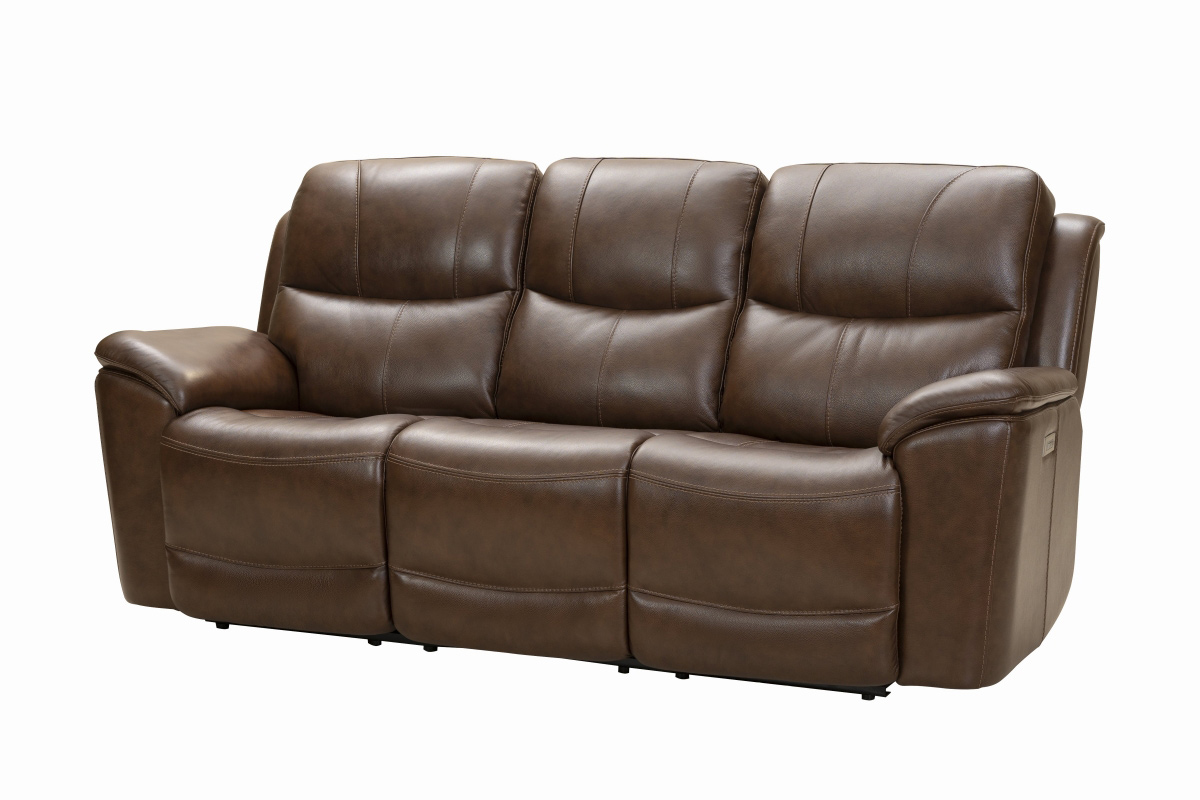Barcalounger Kaden Power Reclining Sofa with Power Head Rests and Lumbar - Jarod Brown/Leather Match