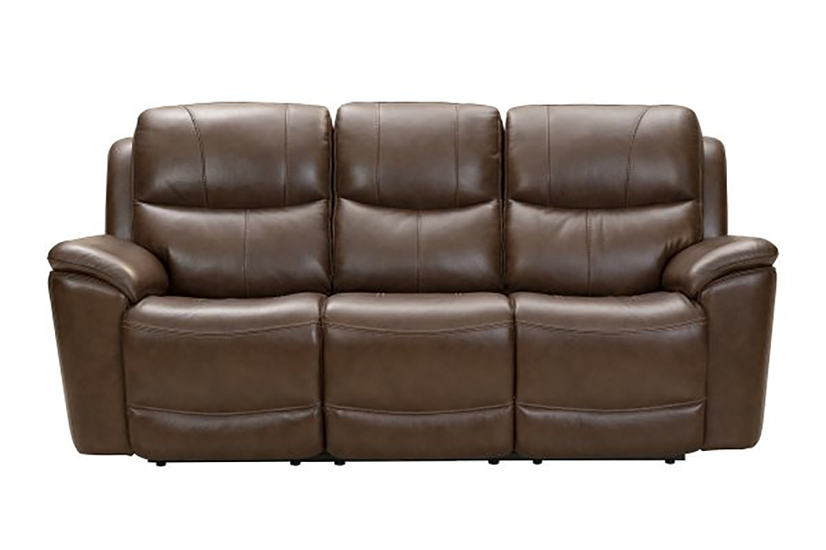 Barcalounger Kaden Power Reclining Sofa with Power Head Rests and Lumbar - Jarod Brown/Leather Match